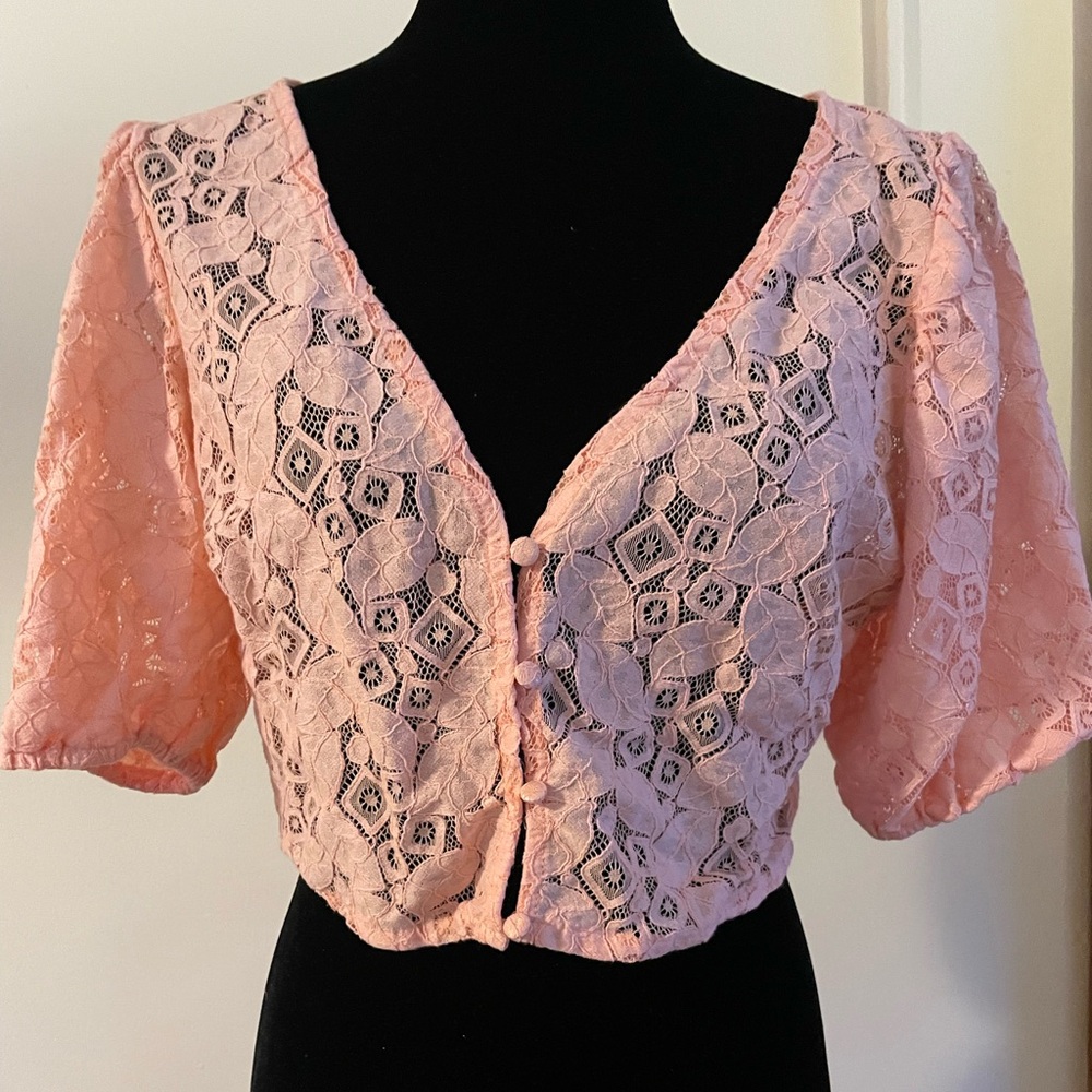 Elegant Peach Lace Women Top